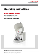 Operating manual Planetary Micro Mill PULVERISETTE 7 classic line