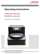 Operating manual Planetary Micro Mill PULVERISETTE 7 premium line