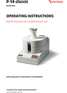 Operating manual Variable Speed Rotor Mill PULVERISETTE 14 classic line