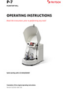 Operating manual Planetary Micro Mill PULVERISETTE 7 classic line