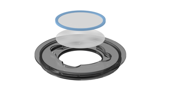 Special lid made of plastic PC for cryogenic comminution with single-use sieve insert for grinding vessel made of stainless steel 316L Special lid made of plastic PC for cryogenic comminution with single-use sieve insert for grinding vessel made of stainless steel 316L